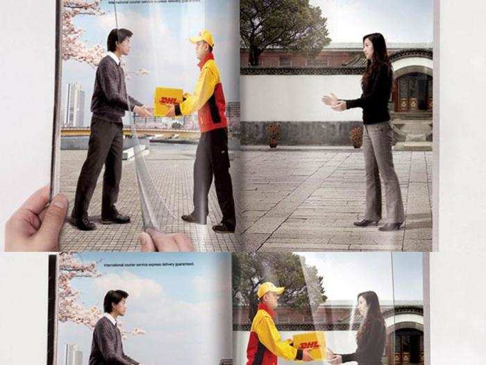 DHL used a clear plastic sheet in its magazine advertisements to illustrate how quickly it ships across Asia. Untitled. (China, 2007)