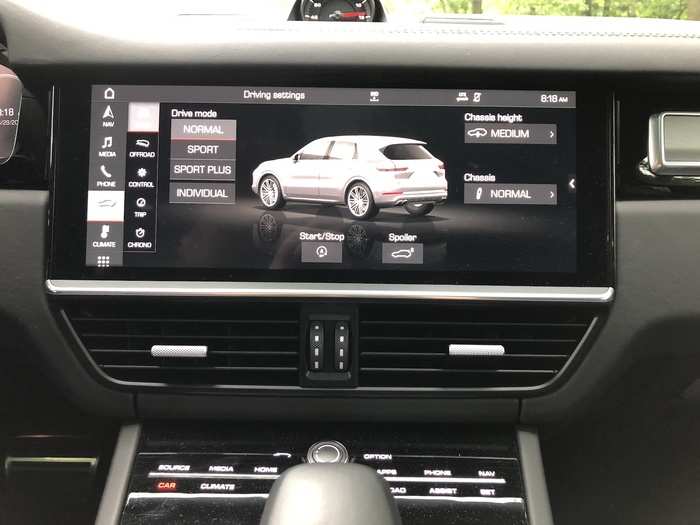 The usual features are present, from easy Bluetooth-paring to USB connectivity. But the system is also where the driver can configure the Cayenne