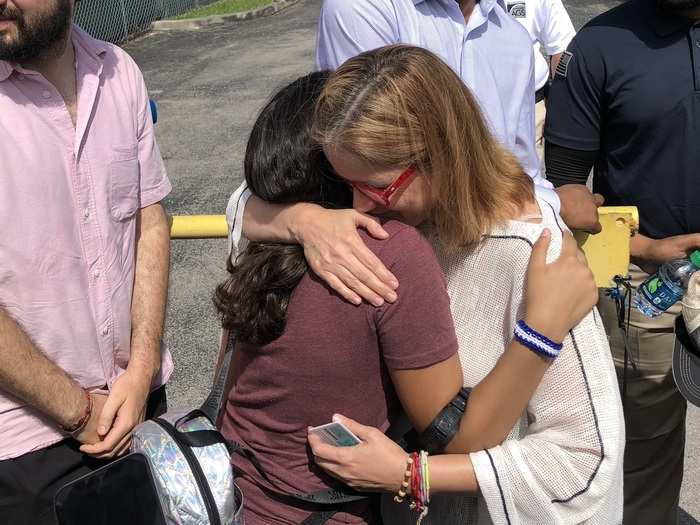 Cruz at one point could be seen embracing a 14-year-old immigration activist named Leah.