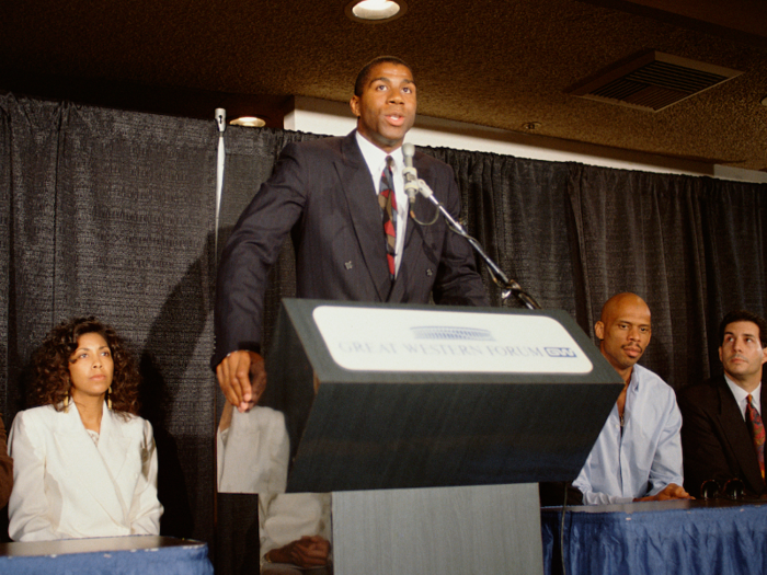 1991: Magic Johnson announces he has HIV, retires from basketball