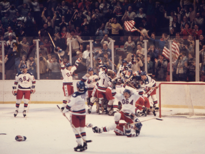 1980: The U.S. beats the Soviet Union in the "Miracle on Ice."