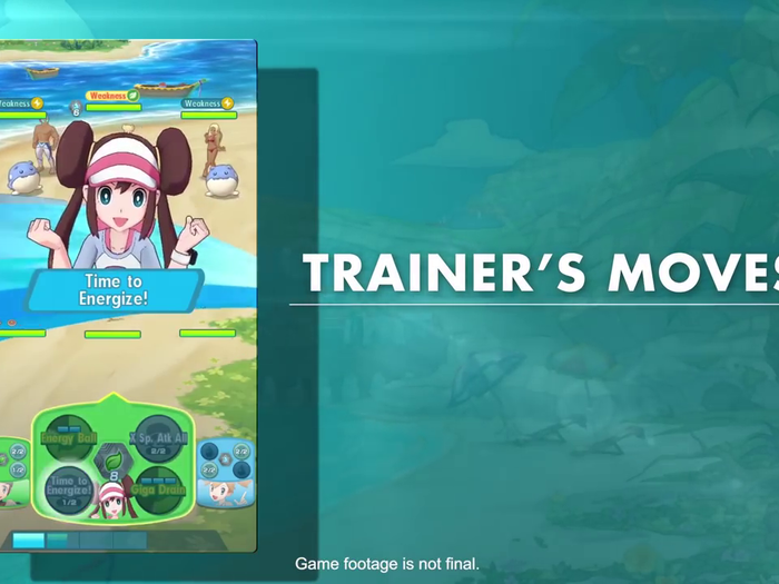 Players can choose between four different attacks; each trainer also has support moves that can be used to power-up your Pokémon.