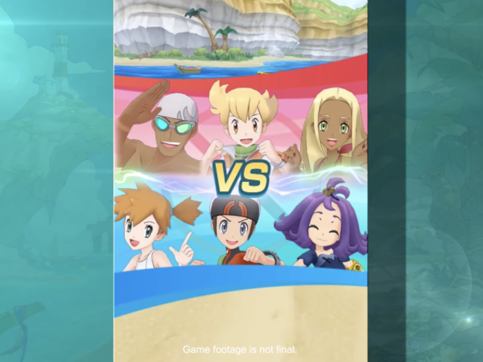 Battles in "Pokémon Masters" are all 3-on-3 affairs, with all six Pokémon on the field at the same time.