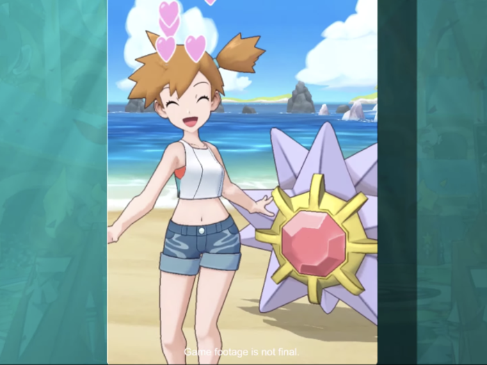 Each trainer is paired with a single partner Pokémon, like Misty and her Starmie.