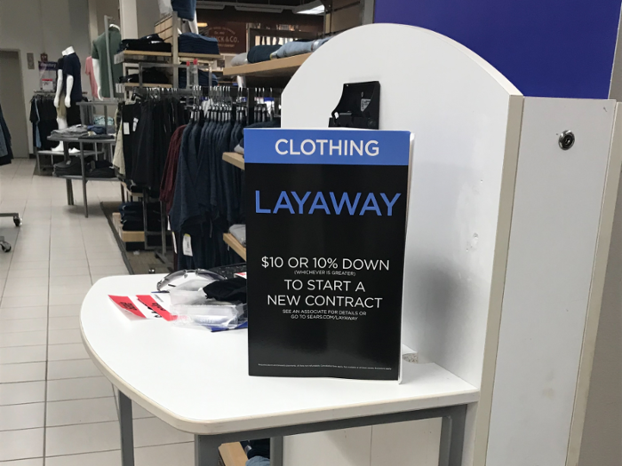 There were also signs scattered around the store promoting the Sears Online Layaway program, where shoppers can make multiple payments on select items.