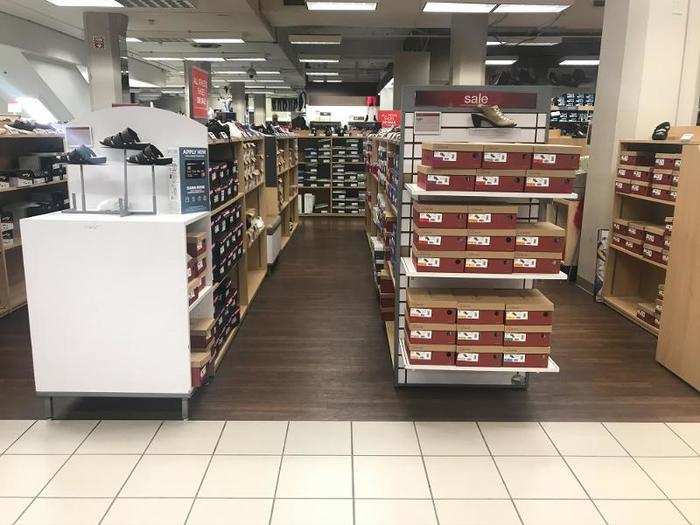 The shoe department also features private label products made by Roebuck & Co.