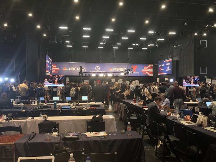 When the debate ended, bodies swarmed the floor of the Spin Room.