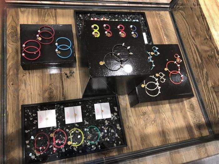 ... as well as a glass-enclosed display of handcrafted jewelry by Jemma Sands, a collection from the West Coast that uses natural and ethically-sourced stones and gems in its jewelry.