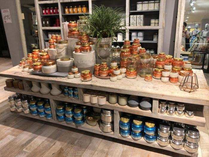 In addition to clothing, Anthropologie has a large selection of home goods. There was a whole table of scented candles ...