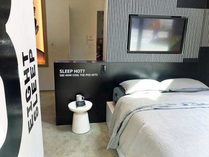 In an adjacent room, I become acquainted with Eight Sleep, a company trying to give Casper a run for its money with a temperature controlled mattress that adjusts to your body and sleep patterns.
