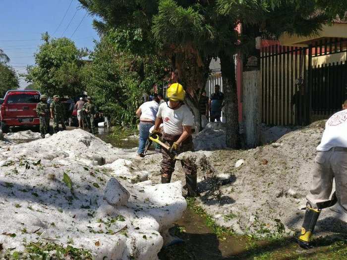 There were reports of flooding in the streets as ice melted.