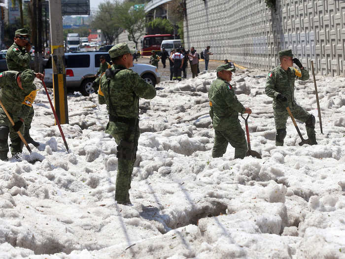 Mexican soldiers and civil protection personnel were dispatched from dawn to clear away the ice, Jalisco state governor Enrique Alfaro tweeted.