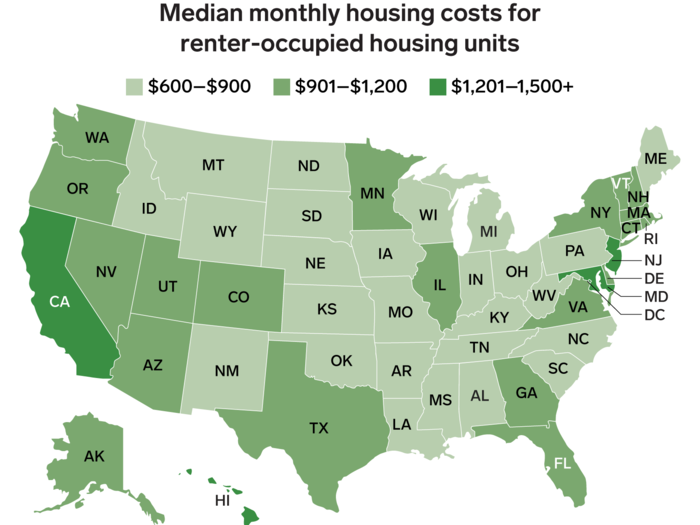 Costs for renters also vary from state to state.