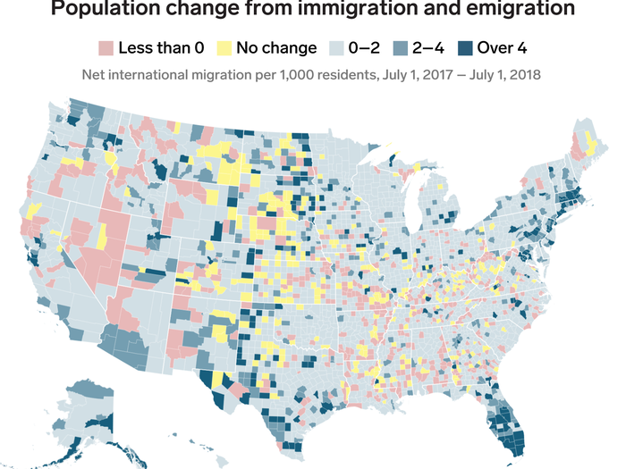 Census population estimates can give a more granular look of where those immigrants are moving.