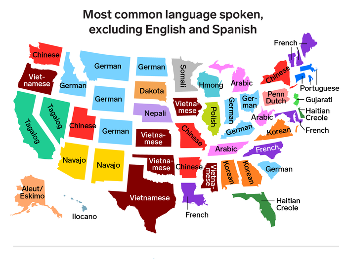 The diversity of American origins can also be seen in the languages that people speak at home.