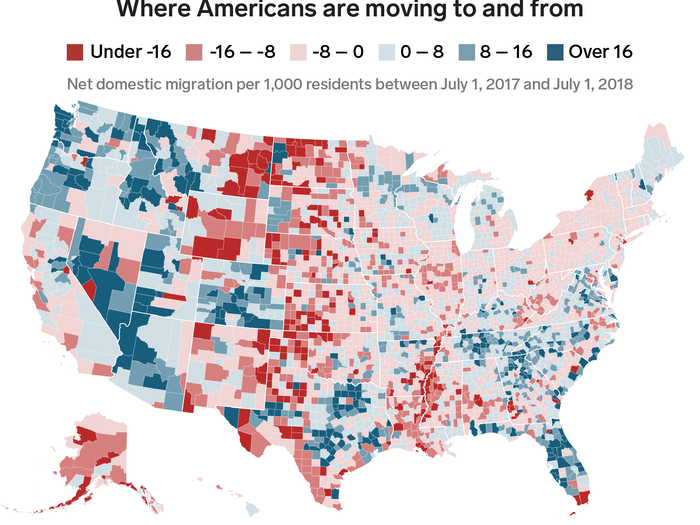 The biggest factor driving population change in many counties is domestic migration, or Americans moving from one place to another.