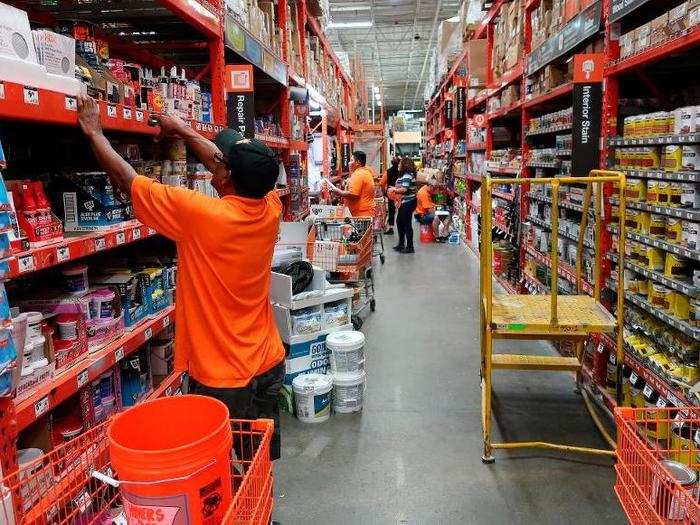 According to Home Depot, its average store stocks "30,000 to 40,000 items during the year."