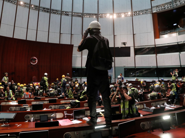 Within the building, protesters stood on the desks of lawmakers, ransacked cabinets, and issued their demands. But, they did make sure to leave money in the fridge for the drinks that they took. The building was occupied for three hours.