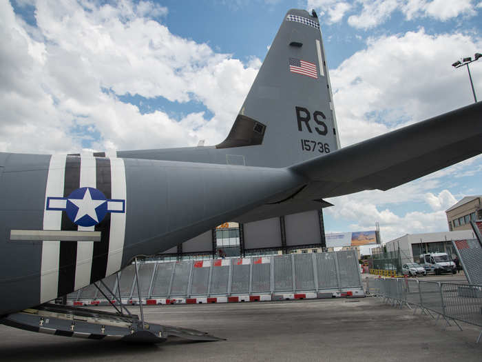 The tail of the C-130J30.