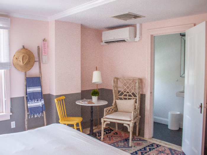 The Standard King rooms, which start at $495 a night in the high season, come with an en suite bathroom, a mini fridge, a small two-person table, and an individual air conditioning unit.