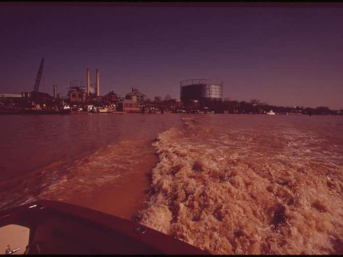 The Anacostia river — which flows between Maryland and Washington DC — took on a brown color due to sewage and other pollutants.