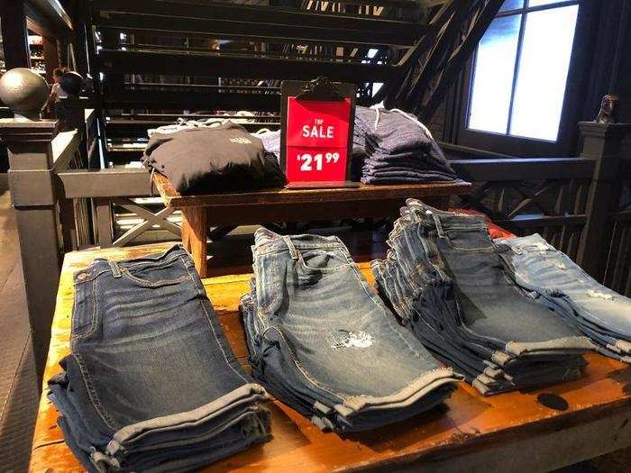 There were sales everywhere, but the jeans seemed the most popular by far.