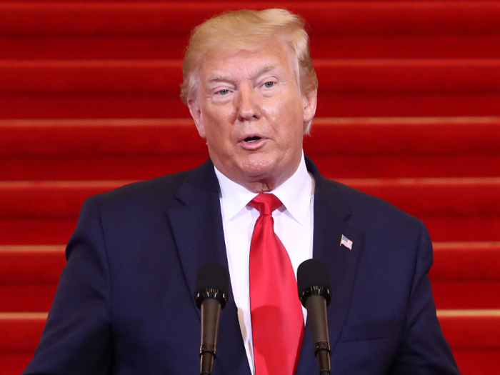 At age 73 in 2019, here at a news conference in South Korea, he doesn