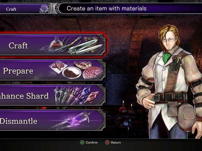 "Bloodstained" also has an involved crafting and item system for you to build new weapons and equipment for Miriam.