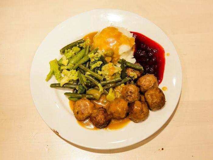 MEATBALLS, $5.99 — Served with mashed potatoes and lingonberry jam, Ikea