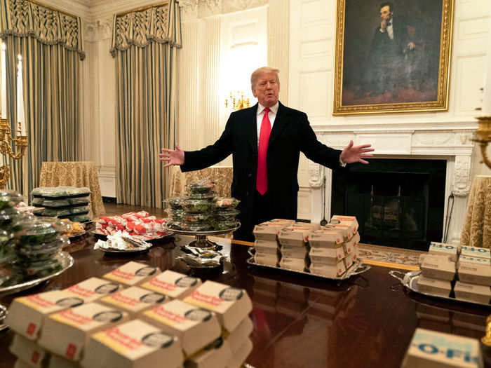 Trump famously served fast food to college athletes.