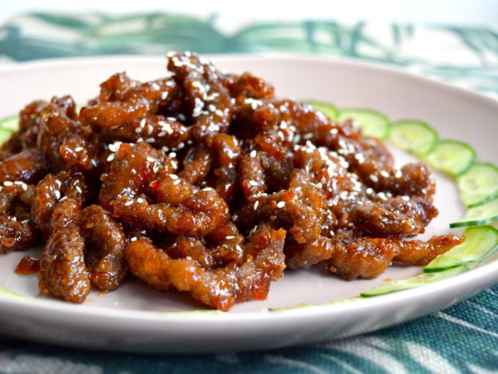 Crispy honey sesame beef was on the menu for a working dinner with top Democrats.