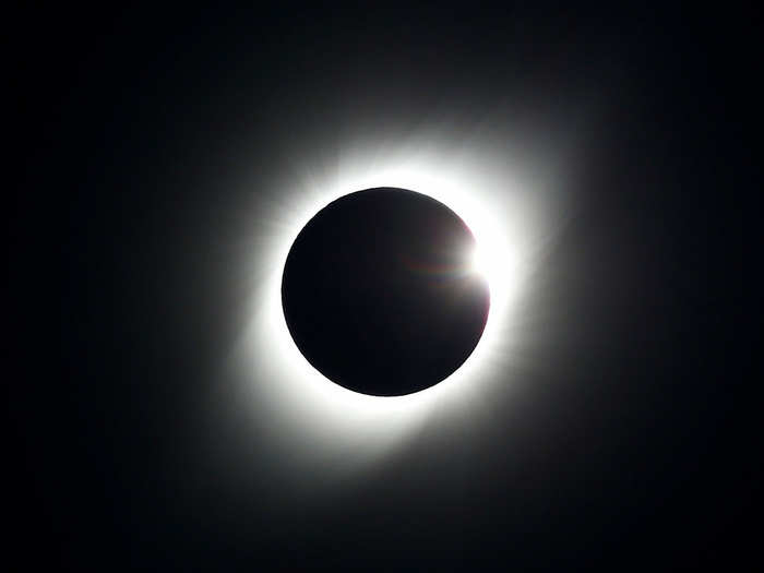 At 4:38 p.m. ET, the solar eclipse became visible from land.