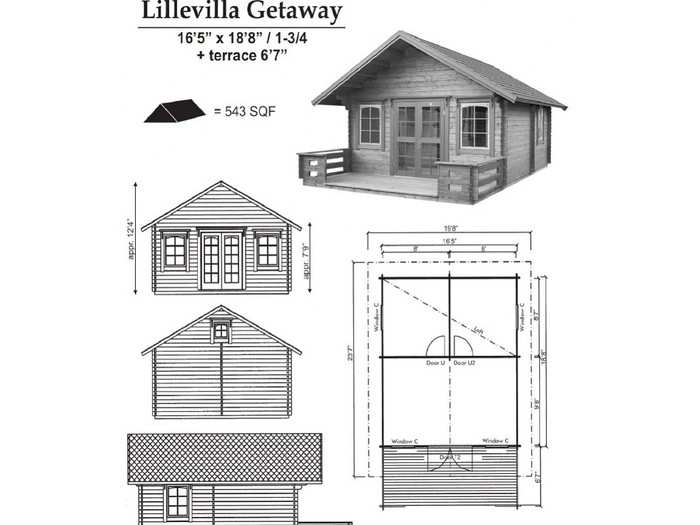 The floor map for the tiny home shows a little bit more about its specifications. The set-up is simple: three rooms on the main floor spanning 292 square feet, and an attic-level loft bedroom above.