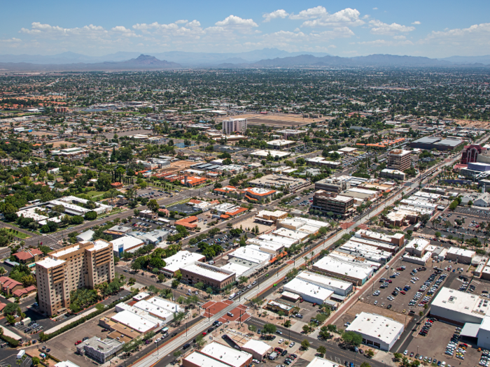 Mesa: The median rent for a one-bedroom apartment in Mesa, Arizona increased by 9.5%.