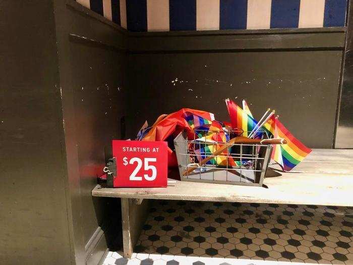 We also found this neglected bin of Pride decorations in one of the back rooms.