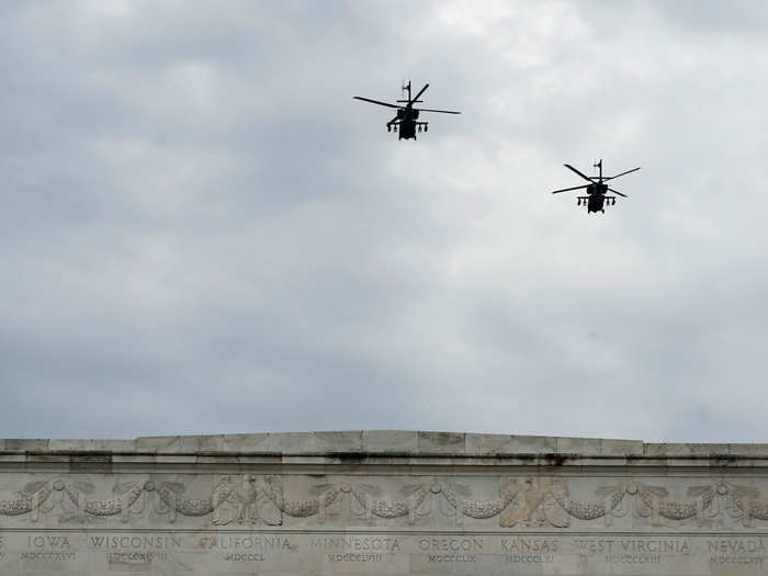 Attack helicopters from the US Army also did a fly pass.