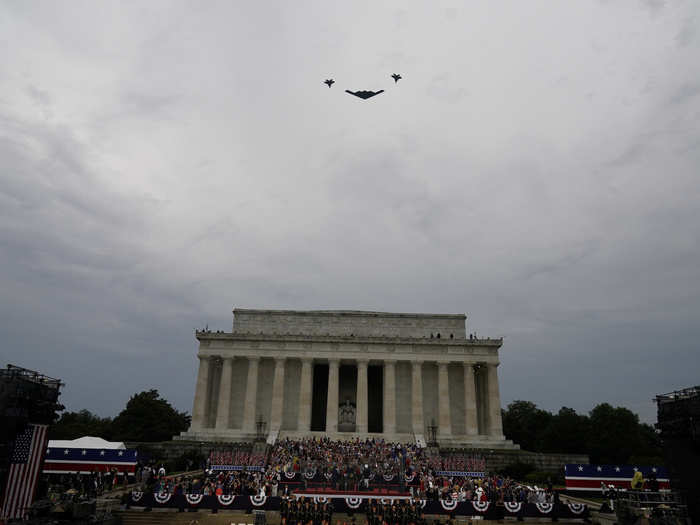 "It is our incredible airman today who wield the most powerful weapon systems on the planet Earth," Trump said. "For over 65 years no enemy air force has managed to kill a single American soldier because the skies belong to the United States of America."