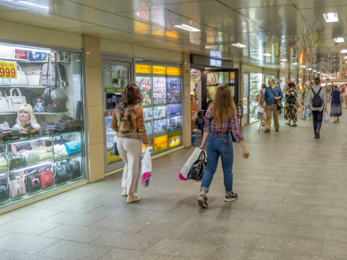 I passed through a section of tunnel that was like a mini underground shopping center.