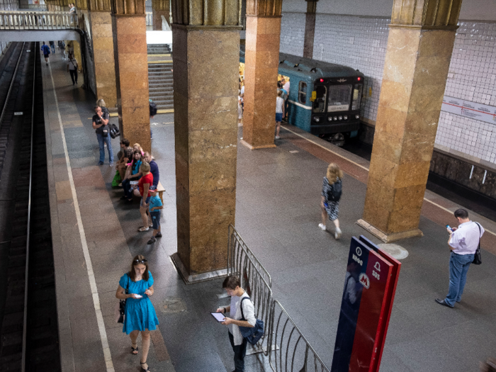 The platform was a stark contrast to a New York subway platform. For one, it was spotlessly clean and not at all crowded a little after 2 p.m. on a weekday. Instead of urine and garbage, the air smelled pleasantly like ... nothing.