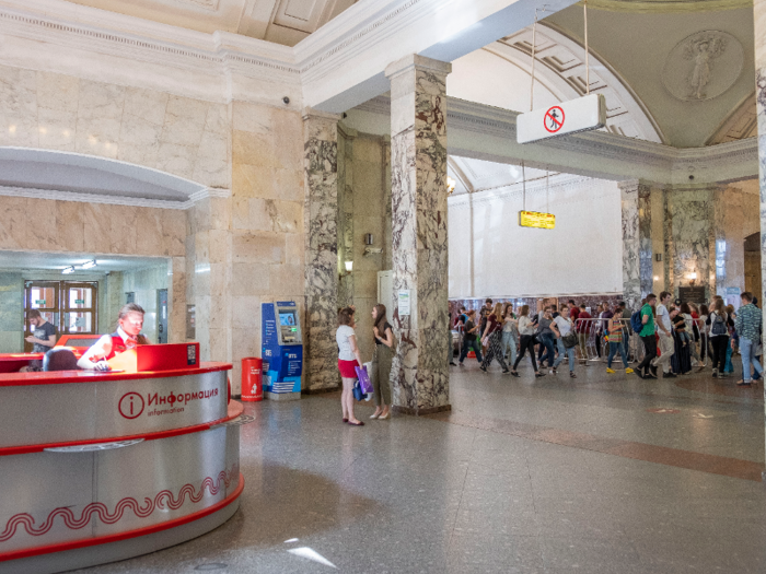 An attendant was on hand to answer questions at an information desk in the center of the station.