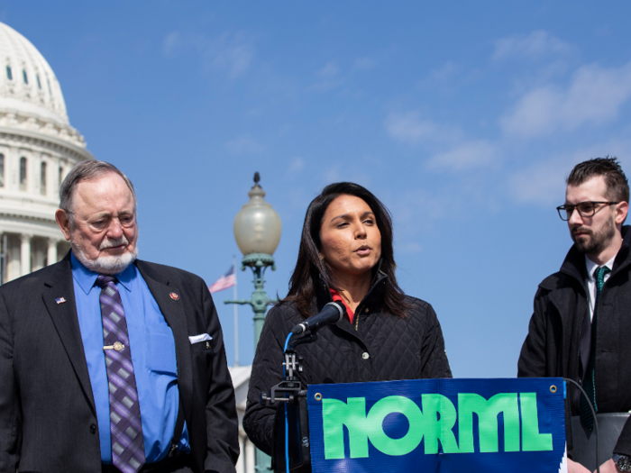 Gabbard supports legalizing marijuana. She helped introduce two bipartisan marijuana bills in early 2019.