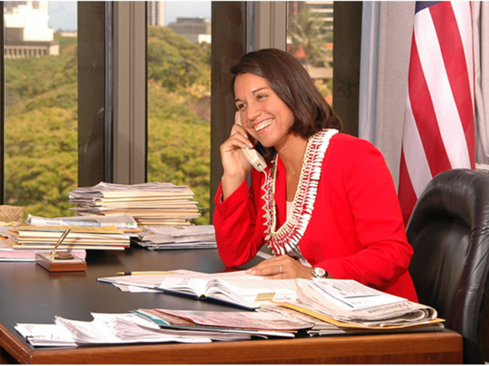 In 2002, when she was 21, Gabbard was the youngest-ever member elected to the Hawaii State Legislature. From 2002 to 2004, she served in Hawaii