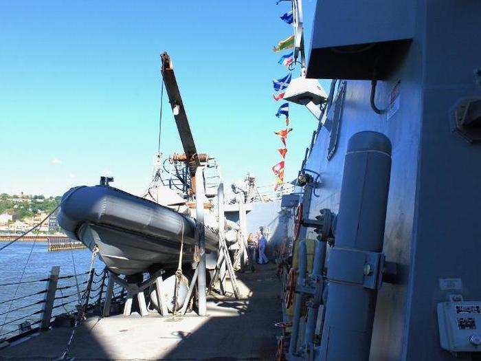 Aft of the underway replenishment mast was one of the Dunham