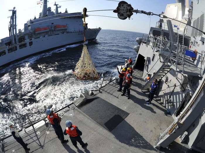 Underway replenishments are one of the most difficult operations the crew does, requiring them to steer within 180 yards to 200 yards of another ship while pallets are slung across the gap, sometimes for two hours. Frequently fuel is also transferred at the same time. During its 2018 deployment, the Dunham "flawlessly executed" 17 underway replenishments and three vertical replenishments, the Navy said.