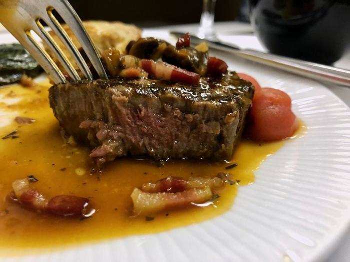 Considering that this was steak served on an airplane, I was tremendously impressed. It was melt-in-your-mouth, and while it wasn