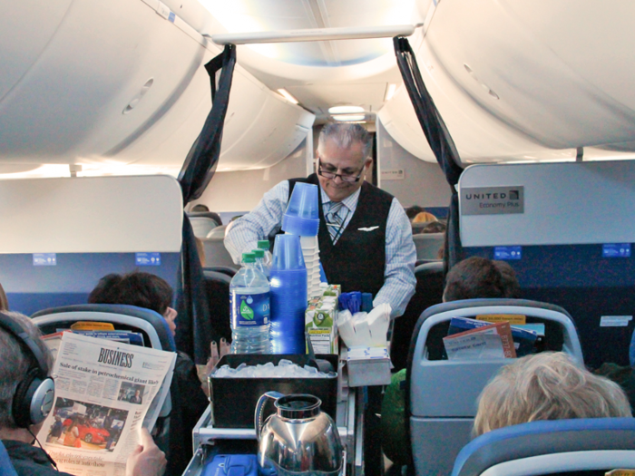 Touching flight attendants to get their attention