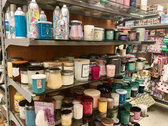 Downstairs, we followed our noses to this selection of scented candles ...