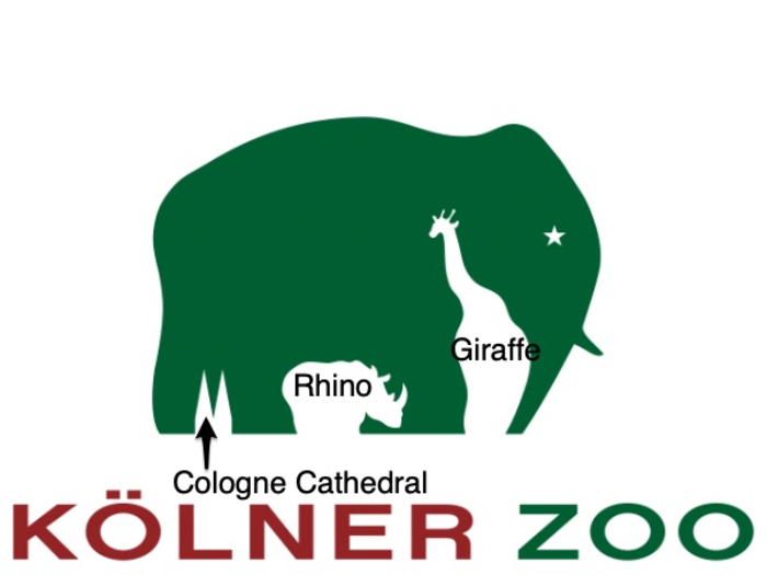 Kolner Zoo hides animals as well as a cathedral in its logo.