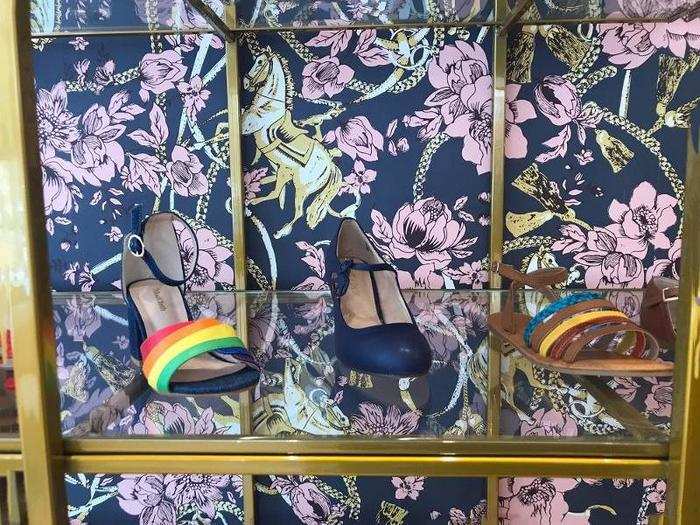 Throughout the store, you can see touches of the traditional ModCloth whimsy, like these rainbow sandals.