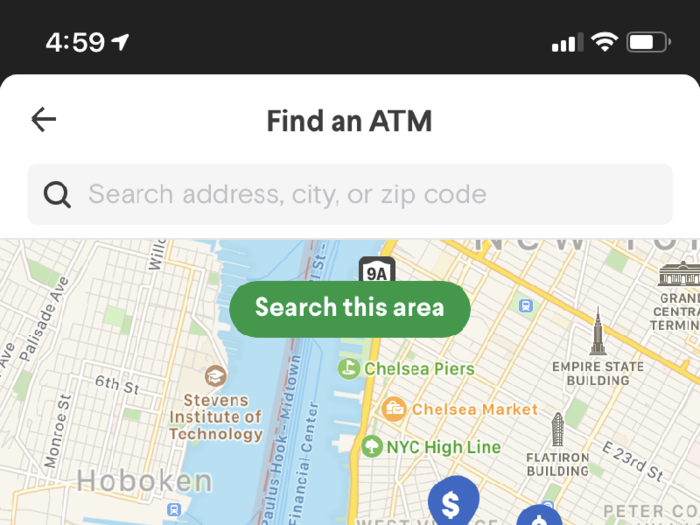 ATM coverage is pretty good in New York, though I was unable to find any nearby ATMs that would let me deposit cash.